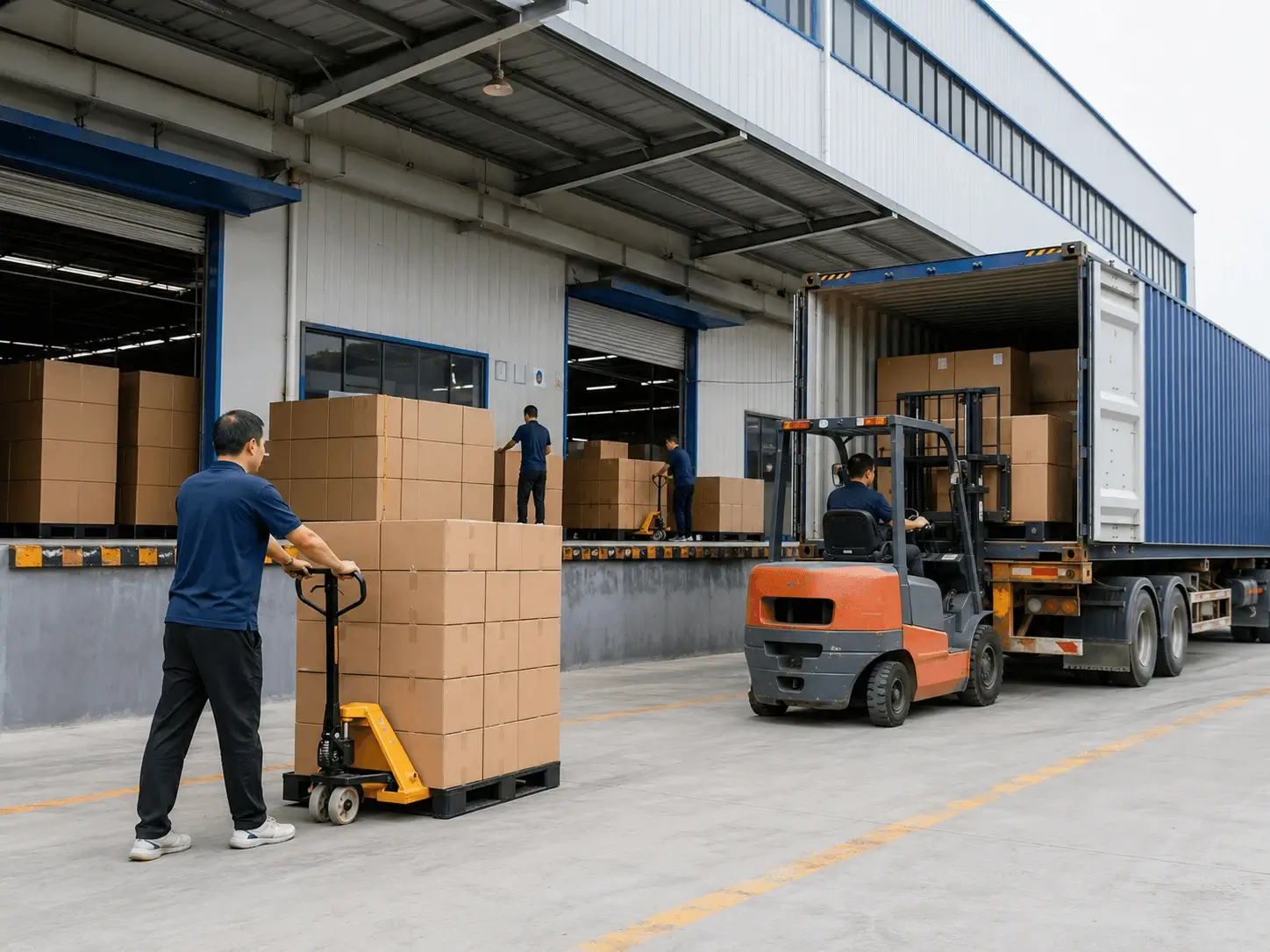Sportswear cartons being loaded for export
