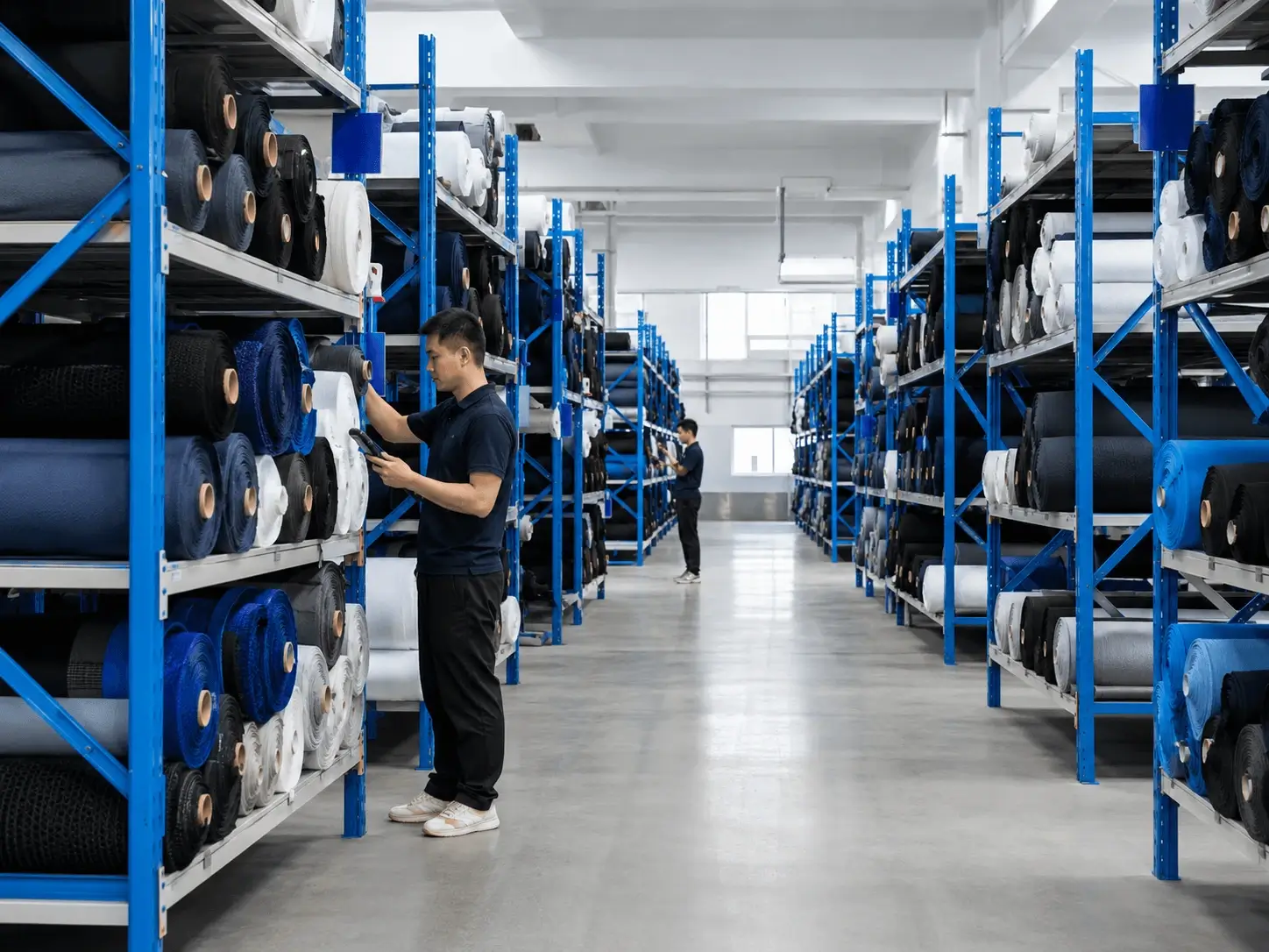 Organized sportswear fabric warehouse