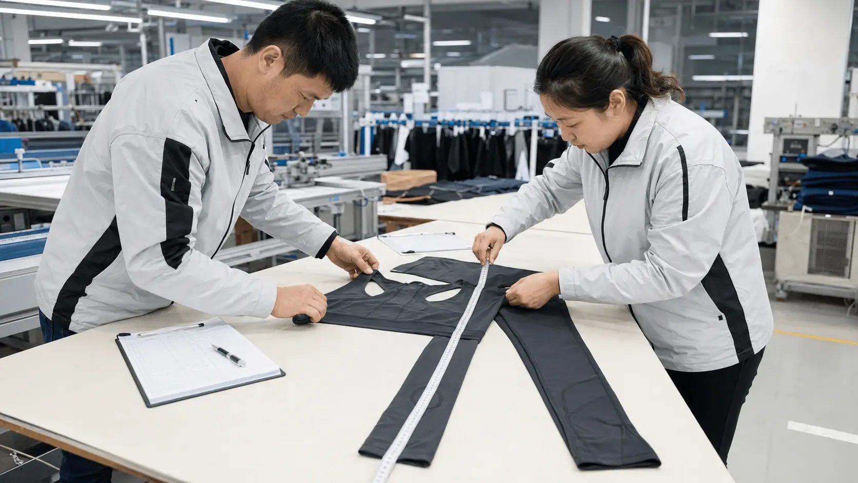 Sportswear quality control team