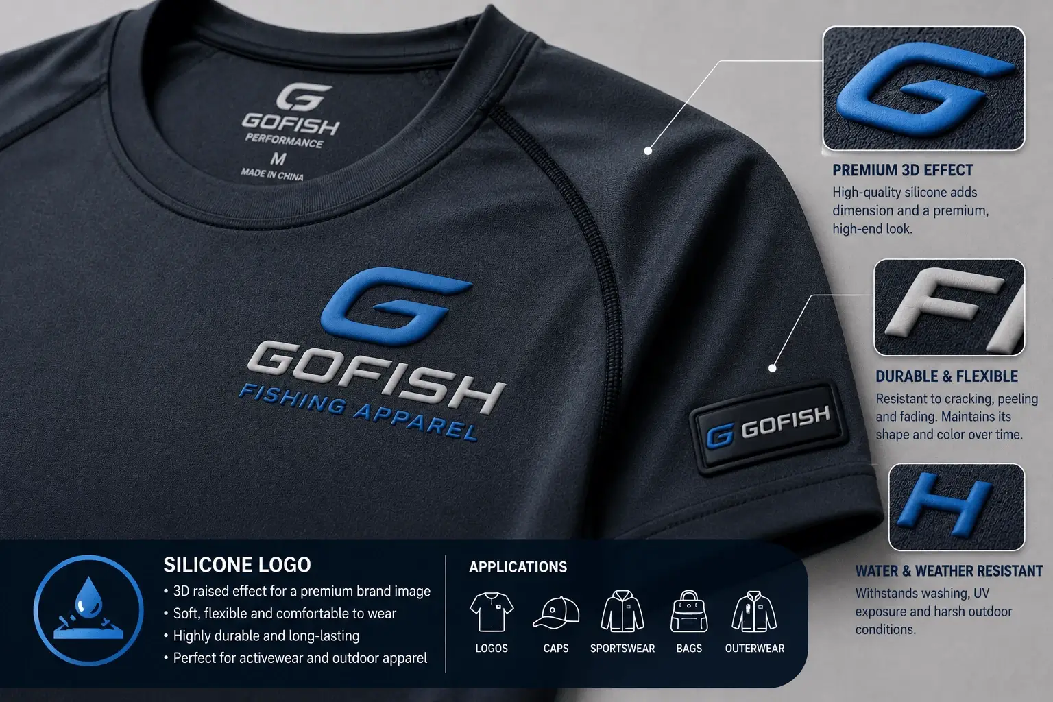 Silicone logo sportswear decoration