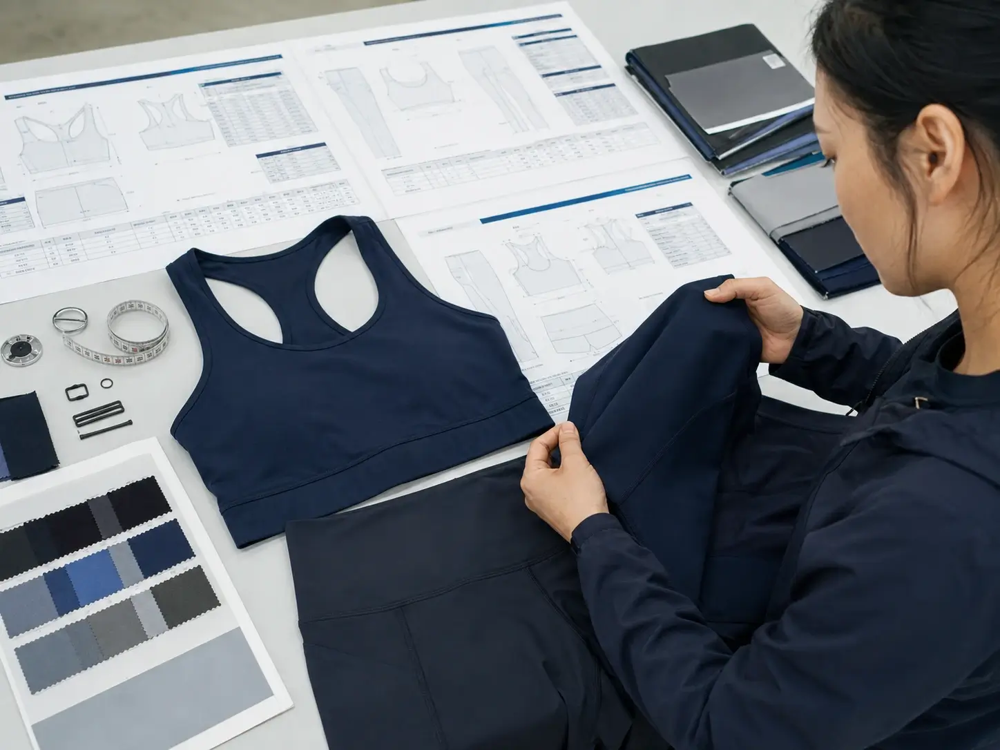OEM activewear production team executing an approved tech pack