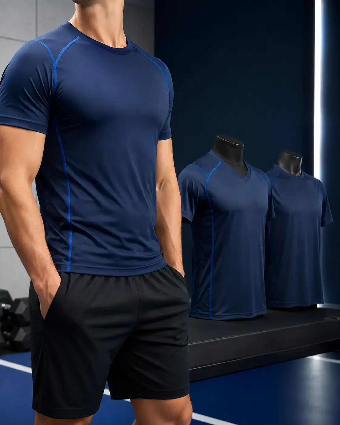 Custom performance T-shirts in multiple fit and neckline options