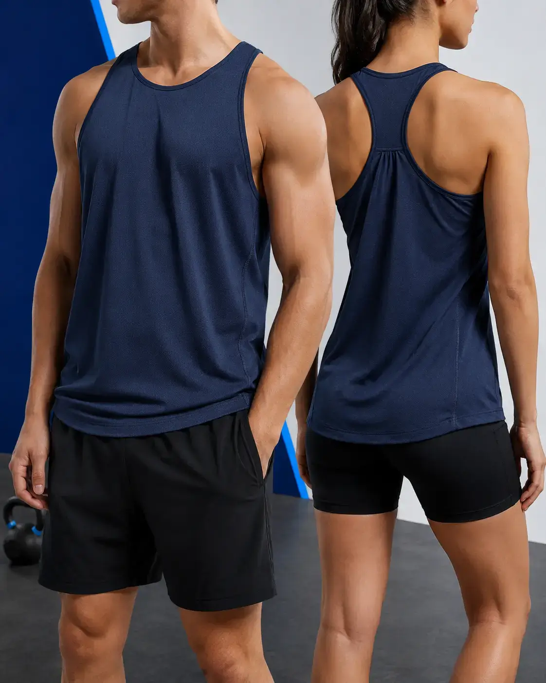 Custom performance tank tops and racerback training styles