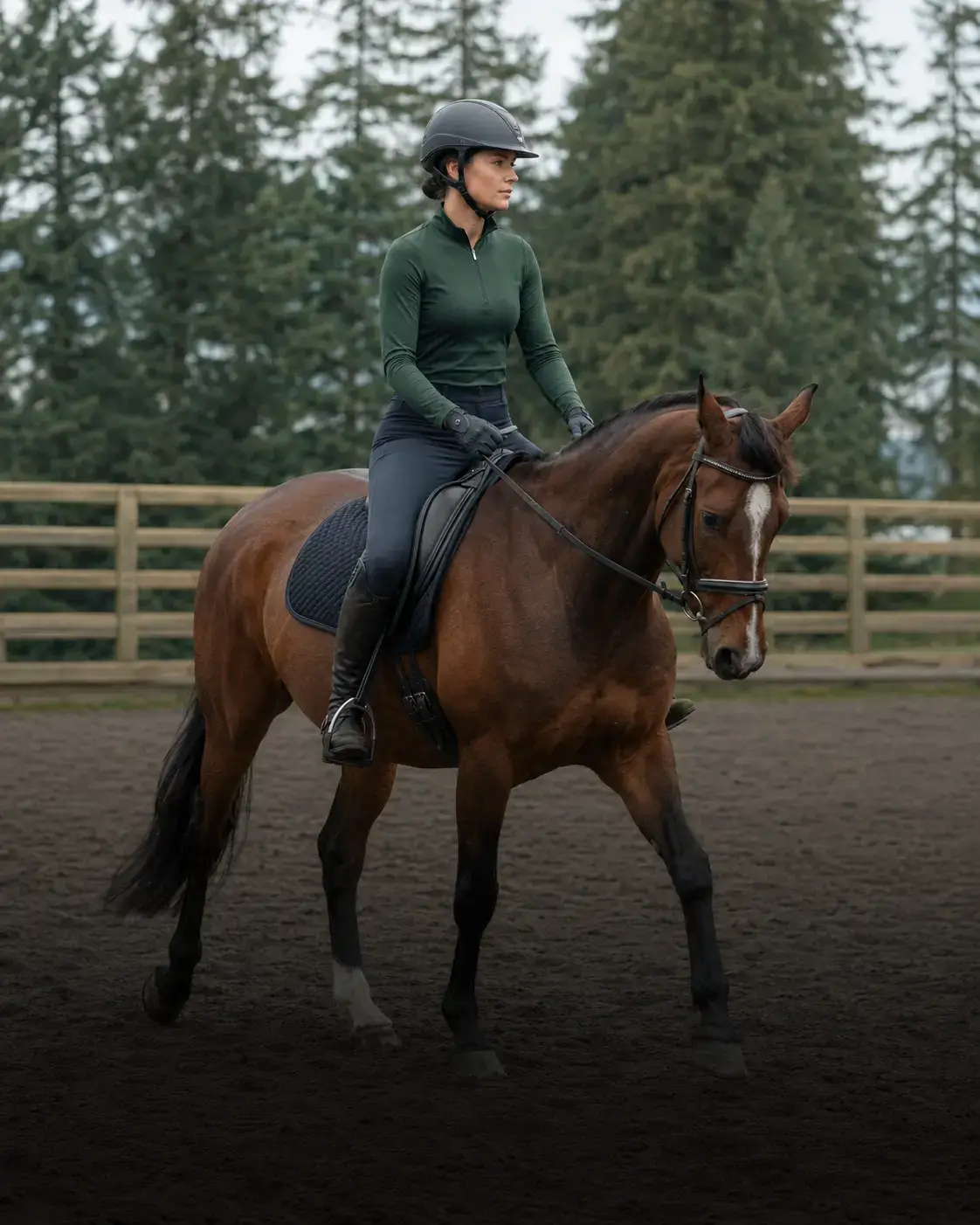 Equestrian rider wearing custom performance apparel