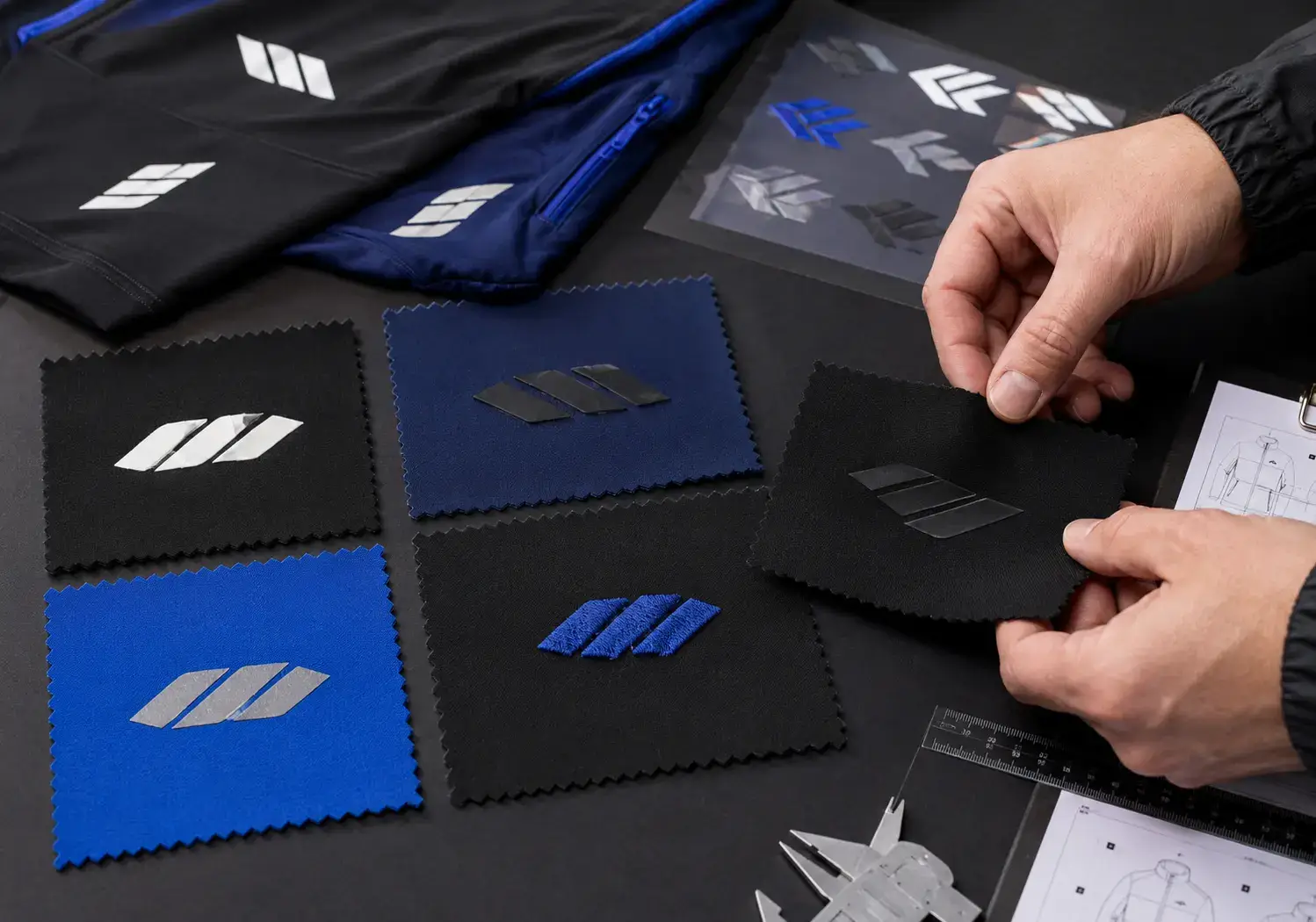 Logo application tests on activewear fabrics