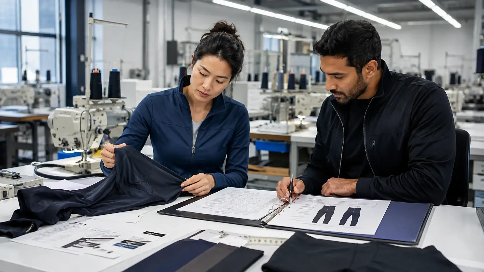 Activewear development specification being handed over to bulk production