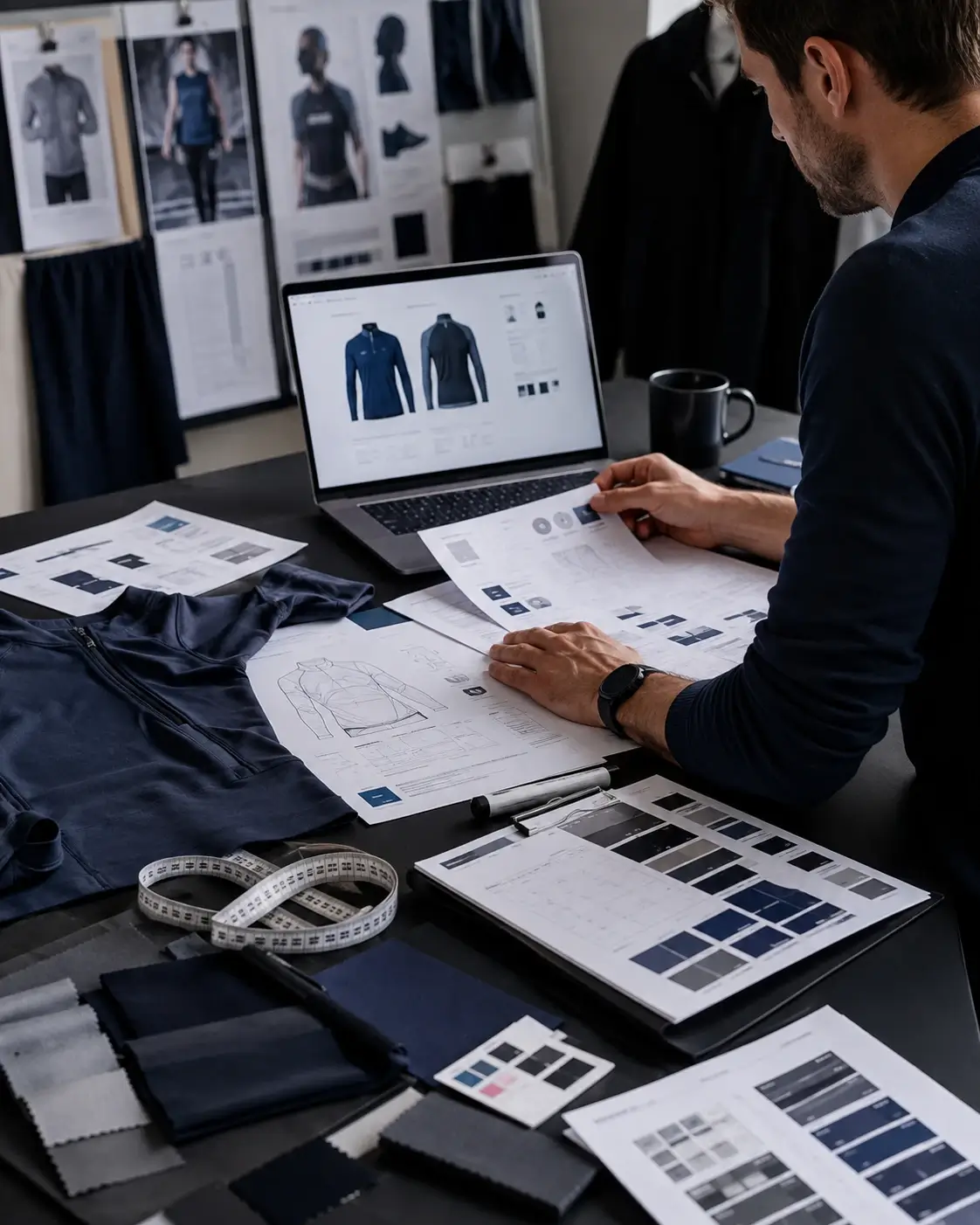 Activewear project brief preparation with samples, swatches and specifications