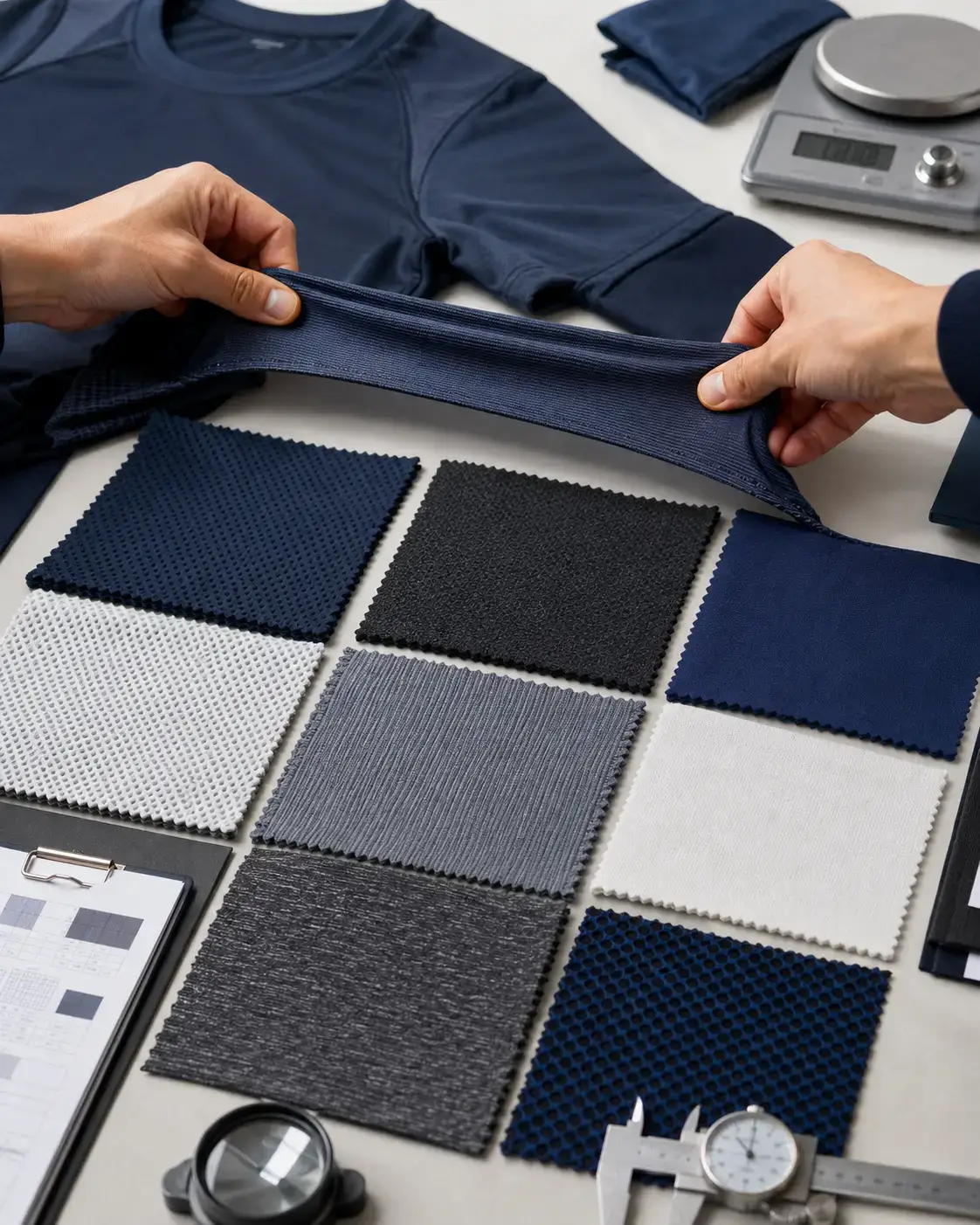 Performance fabric testing and development for custom sports tops