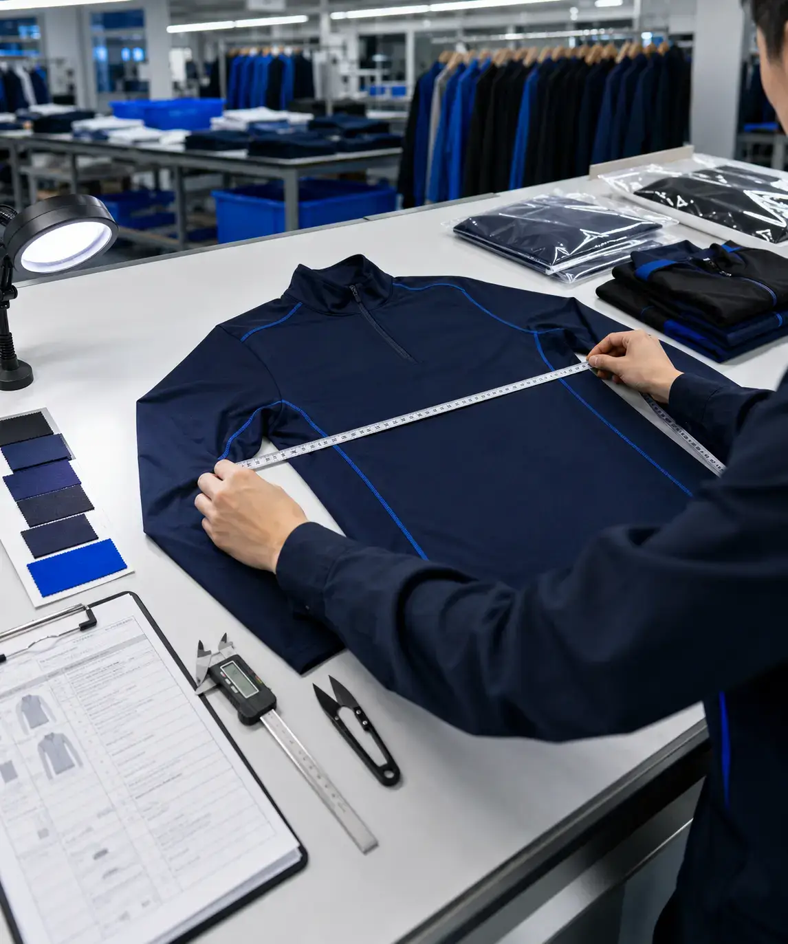 Quality control inspection for custom sports tops