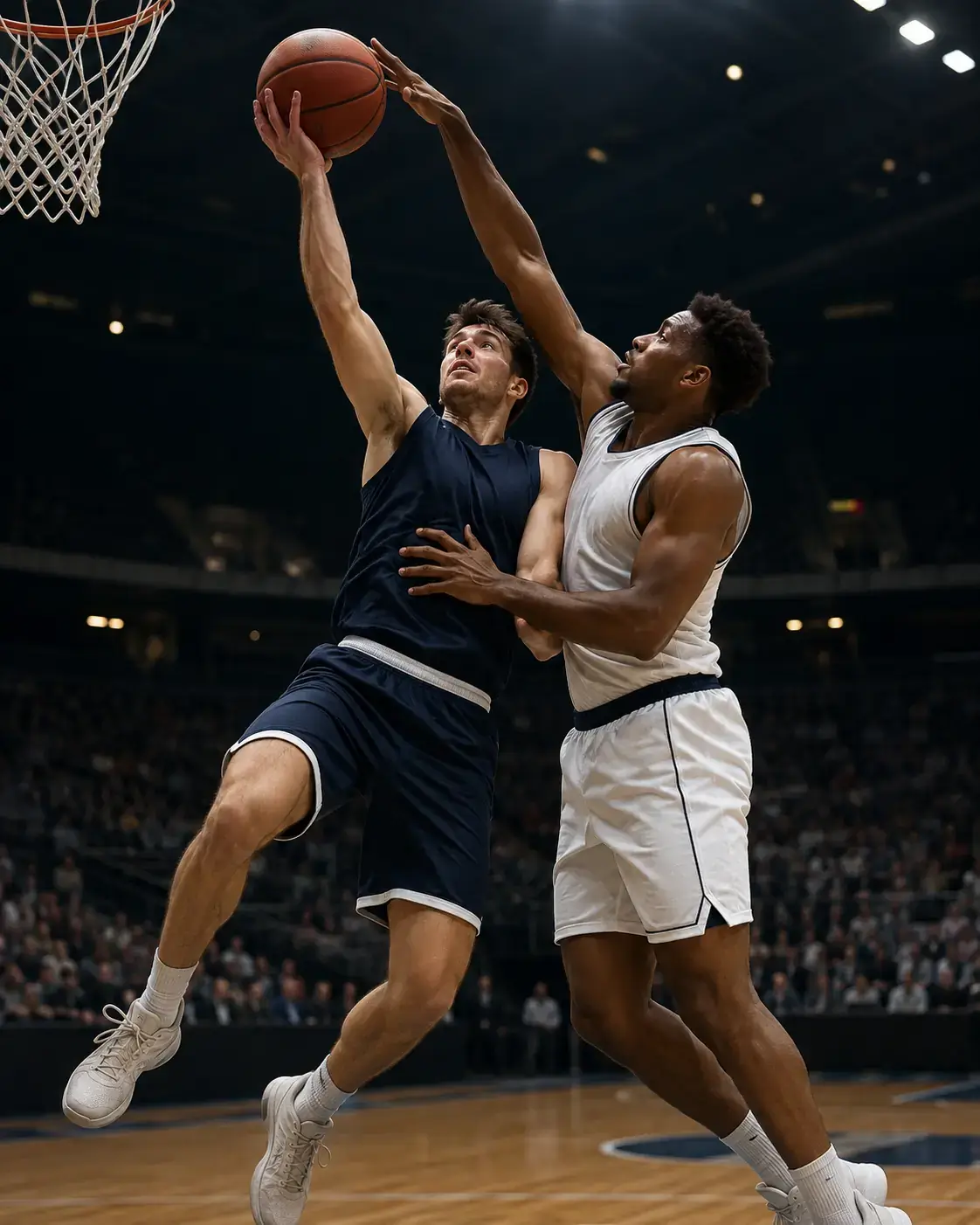 Custom basketball team uniform in real game action