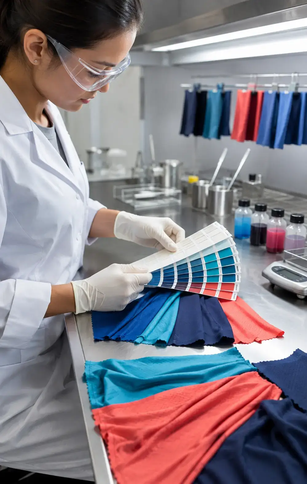 Pantone fabric lab dips for custom activewear color approval
