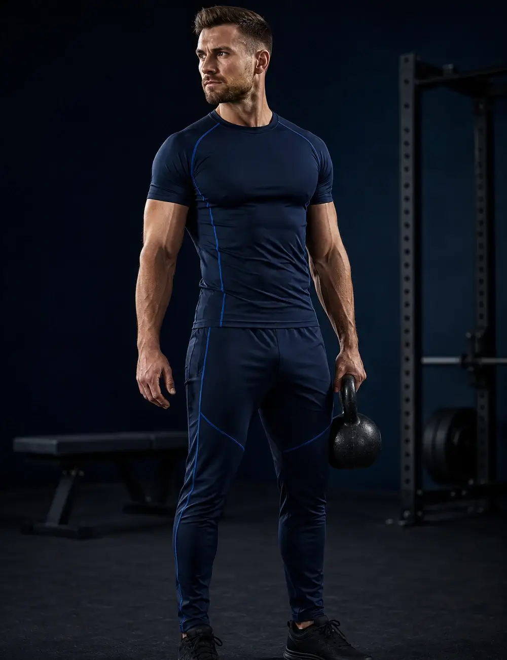 Full-body fitness apparel load and equipment-contact zone evaluation