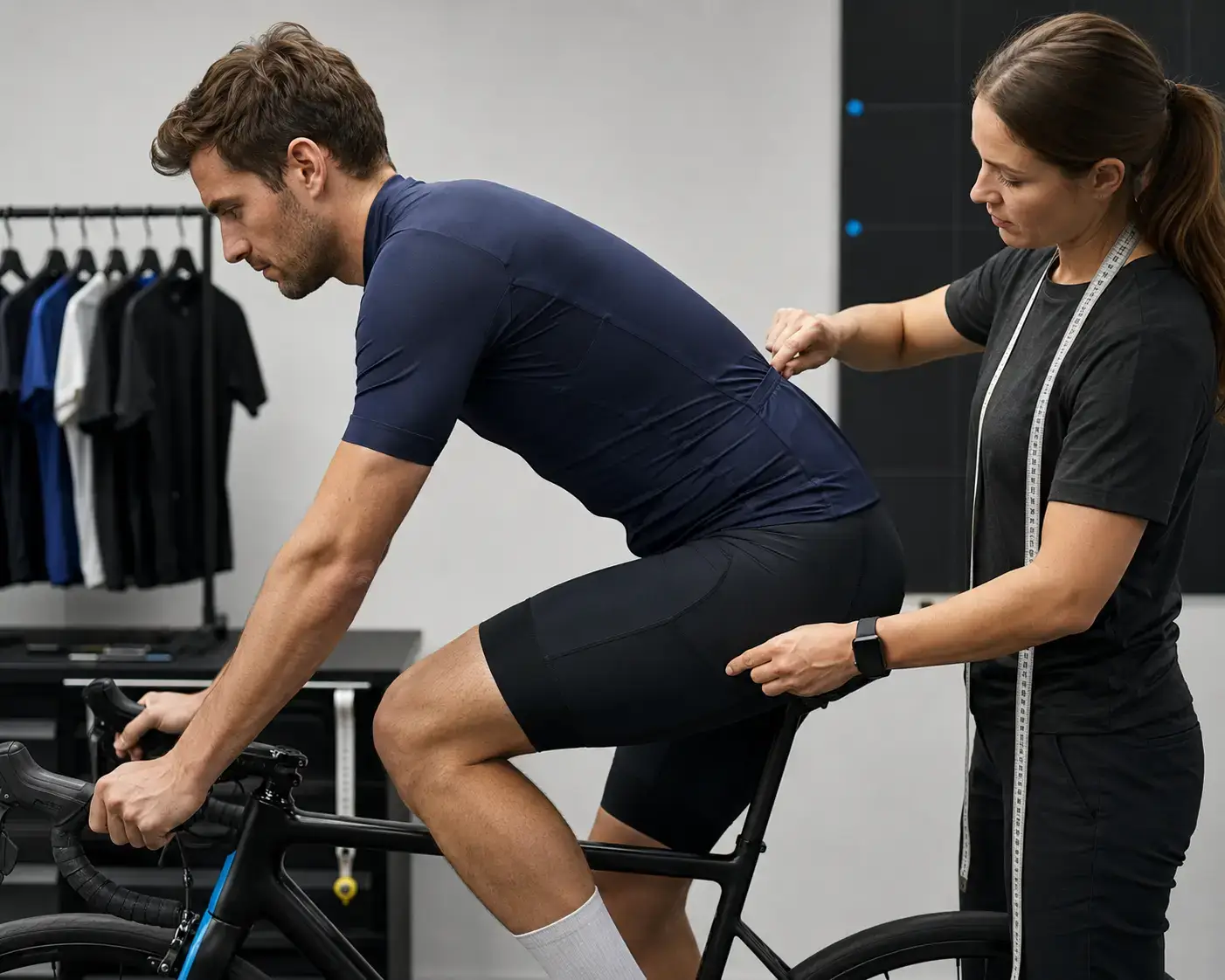 Cycling apparel on bike fit geometry