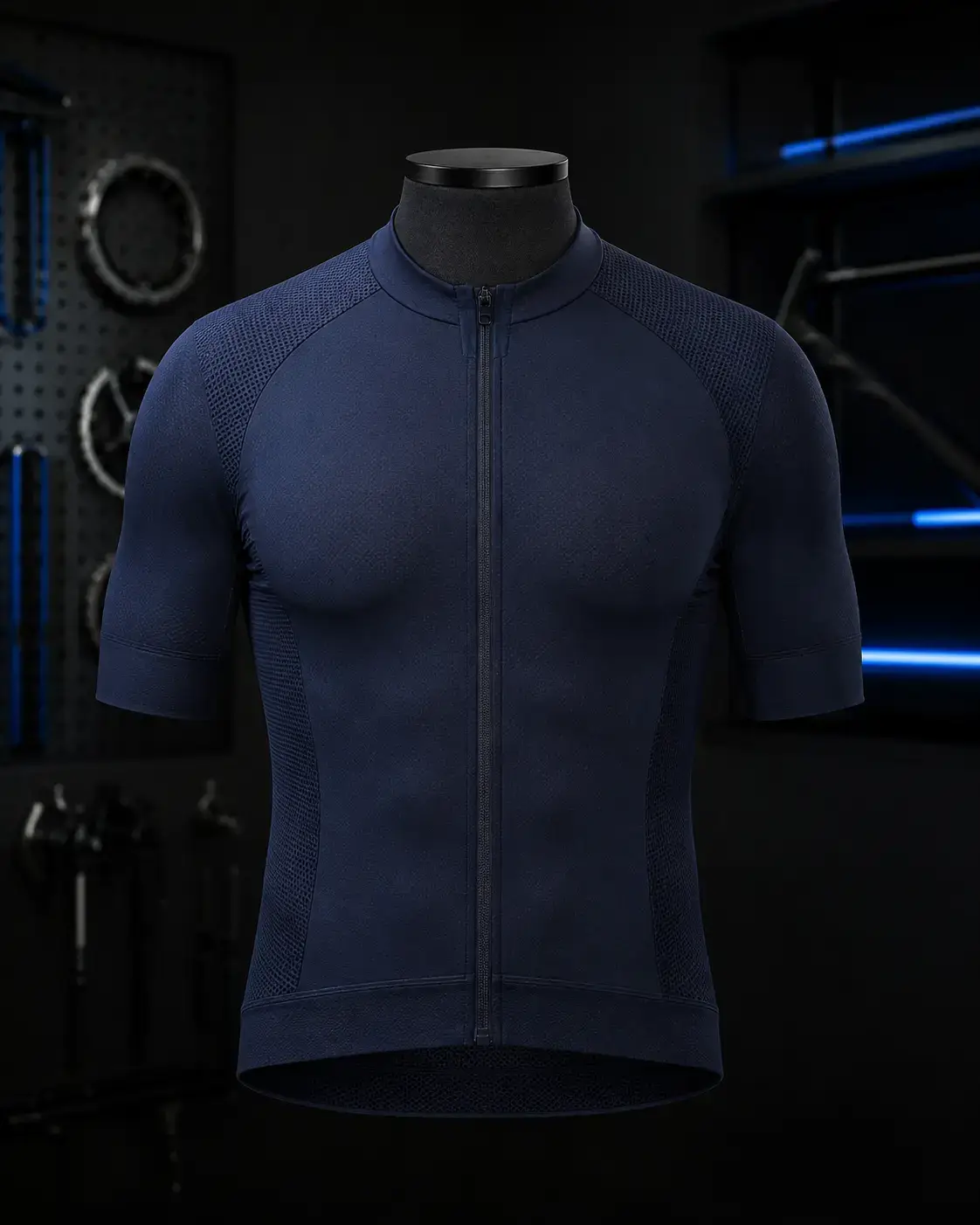 Cycling jersey front architecture