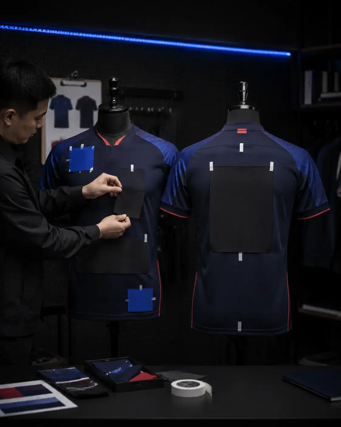 Front and back team uniform artwork placement review