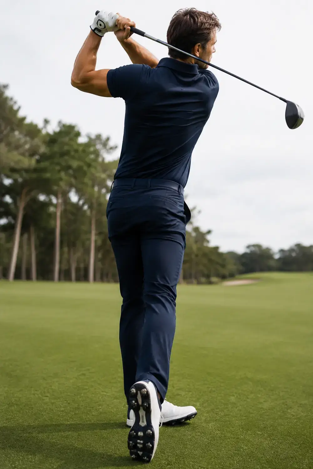 Golf swing garment anatomy showing key movement and fit zones