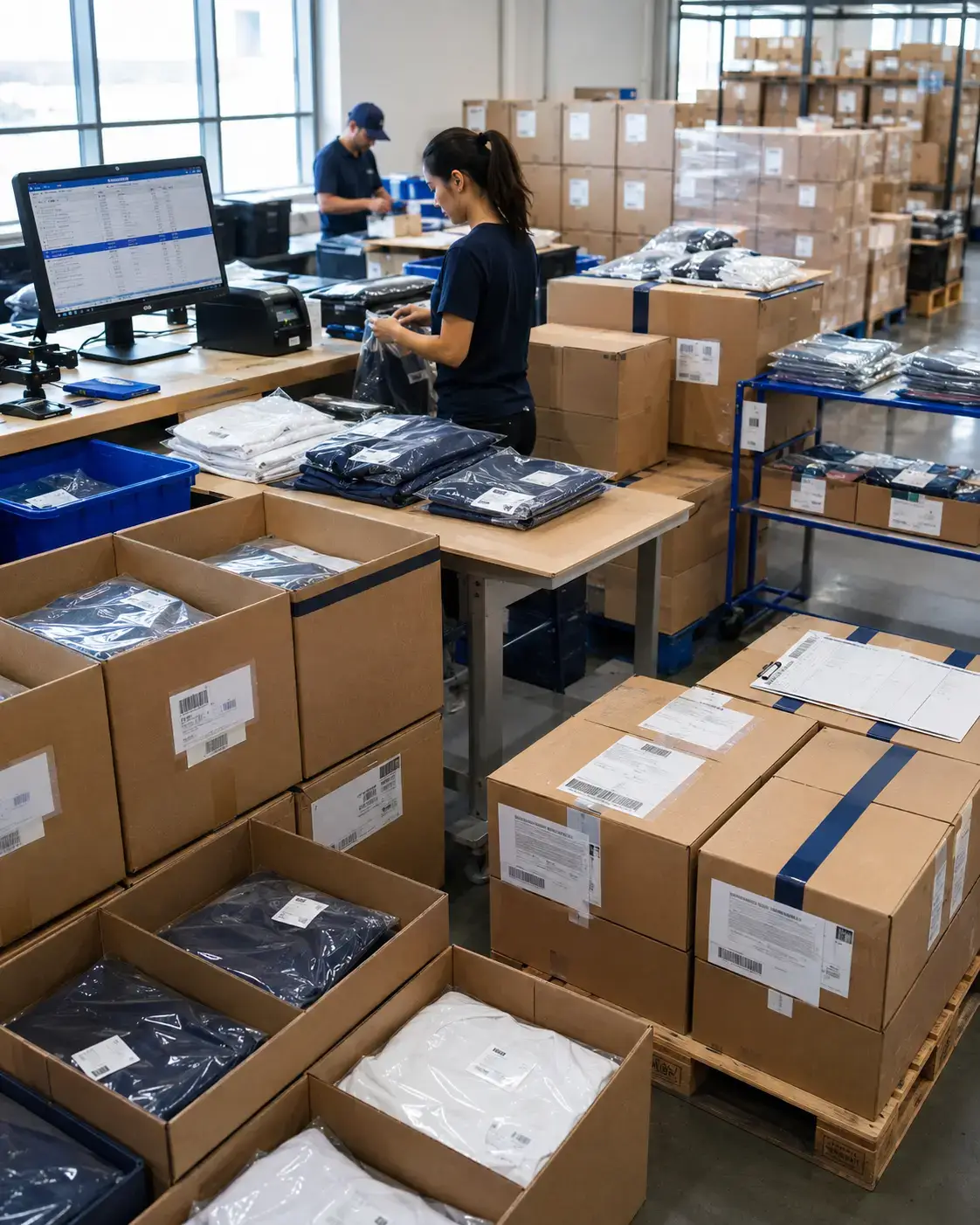 Wholesale activewear packing and shipping