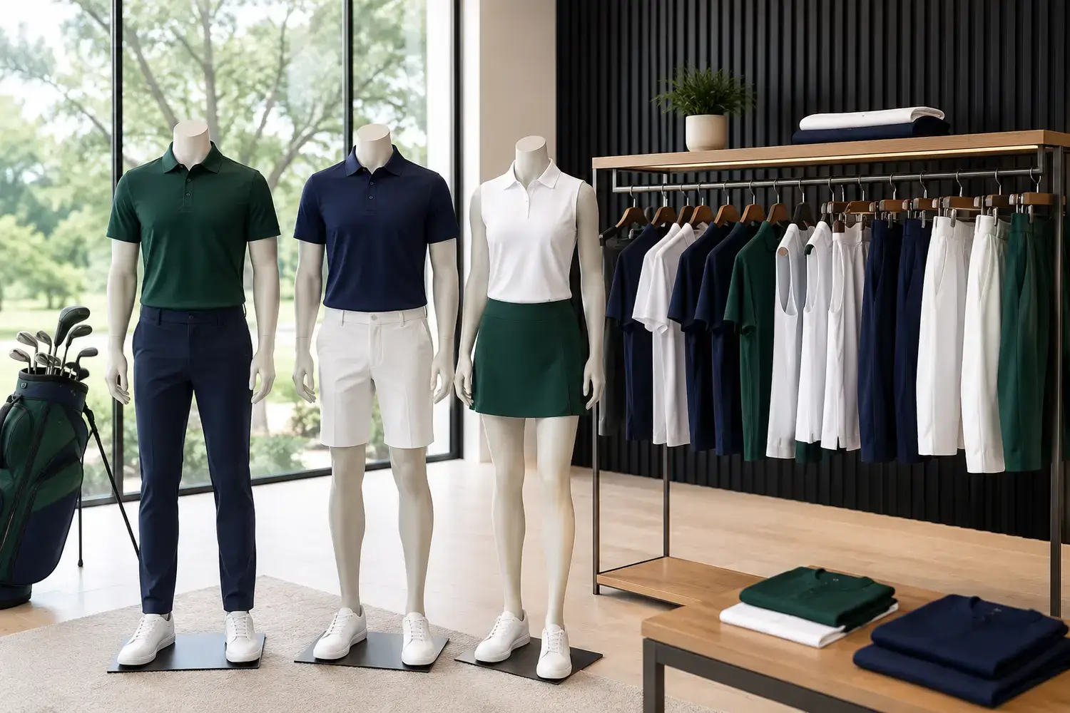 Coordinated core golf play outfit for on-course movement