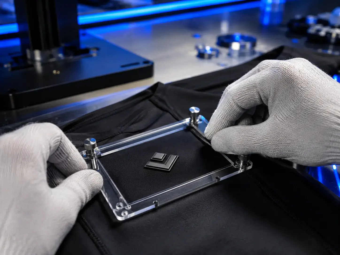 Raised silicone logo application on premium activewear