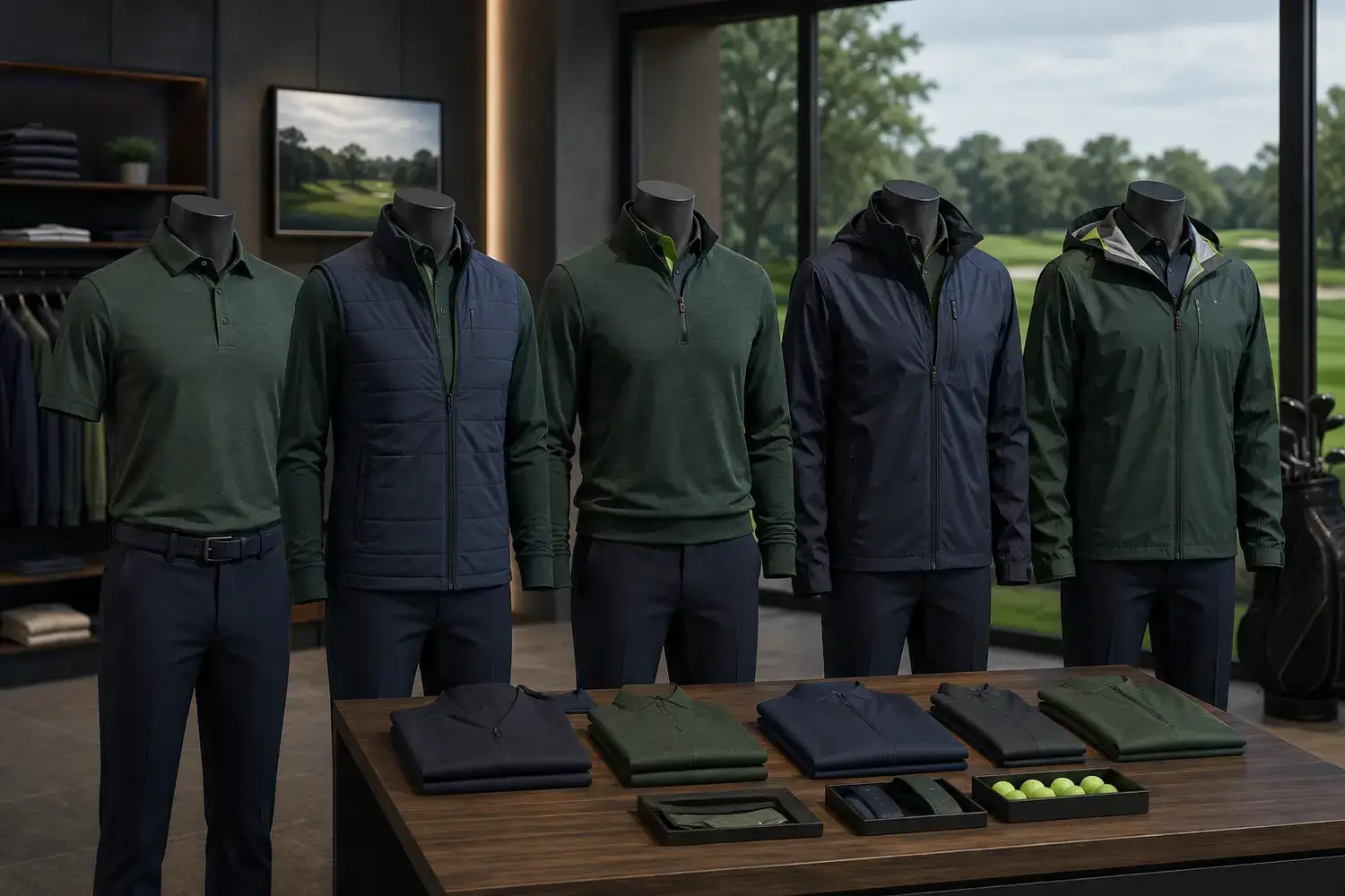 Golf course apparel layer system for changing weather