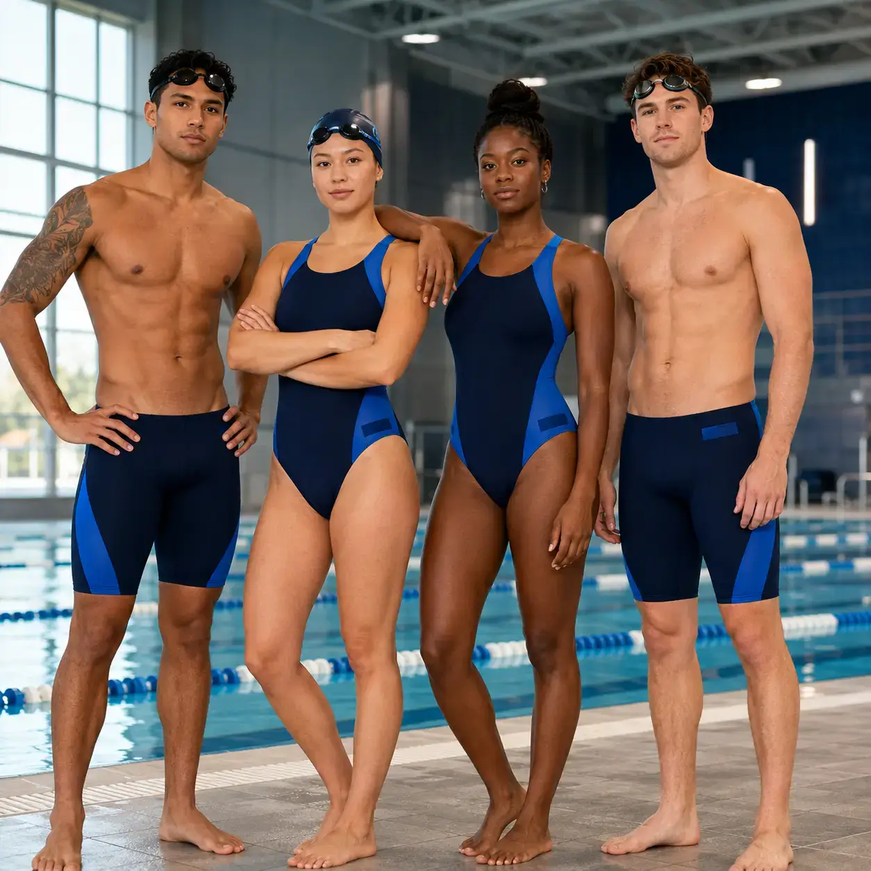 Private label swimming apparel developed for swim clubs and teams