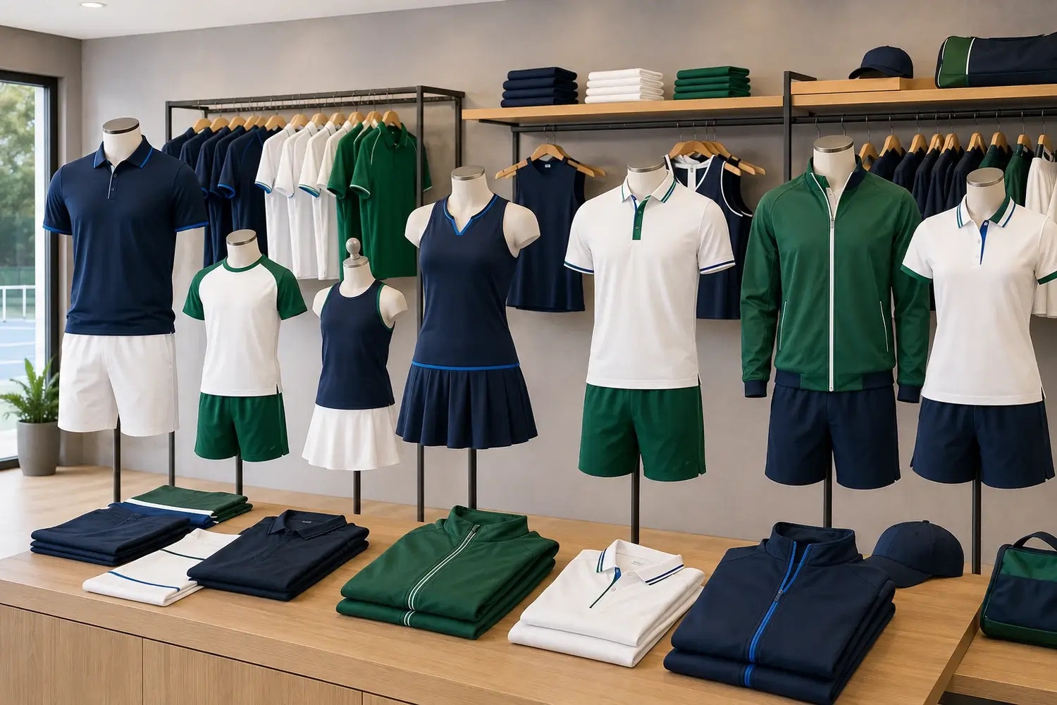 Coordinated adult and junior tennis club and academy teamwear range
